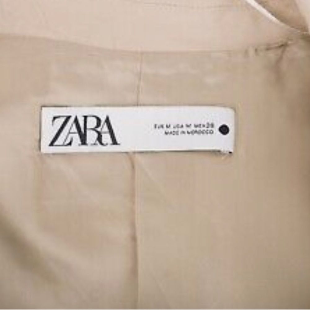 ZARA NEW Women's Size Beige One-Buttoned Long Sleeve Oversized Blazer Jacket Tan - Picture 15 of 15